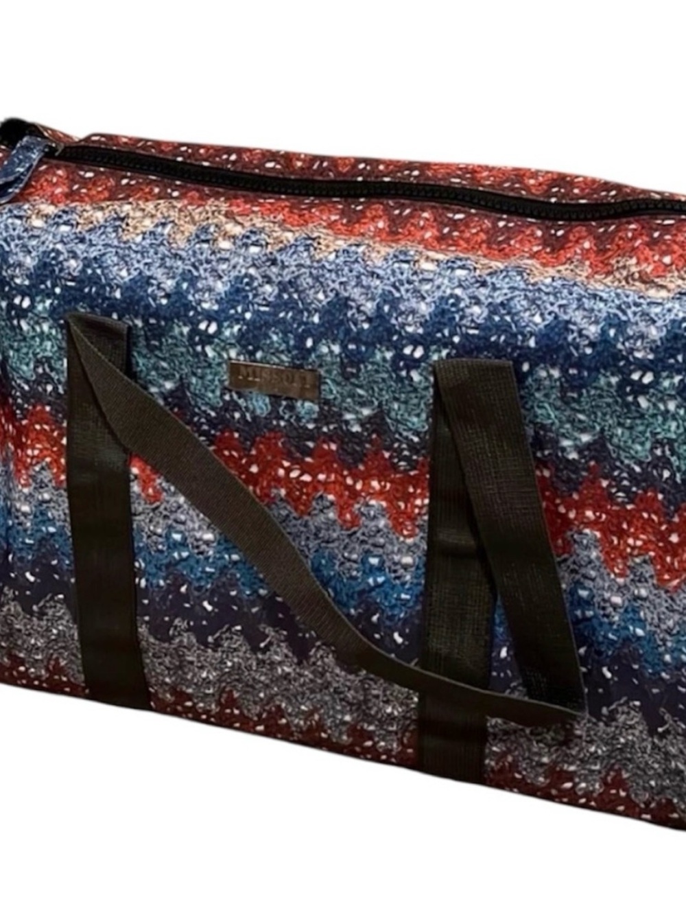 🌺Authentic Missoni Multicolor Chevron Knit Tote with Black Web Handles🌺